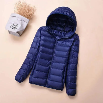 Women's Warm Quilted Cotton Hooded Jacket, Short Parka with High Collar, Oversized Coat, Fall & Winter Tops, New