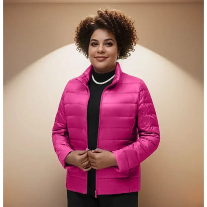 Plus size jaqueta feminina curto ultra leve embalável puffer casacos moda femin