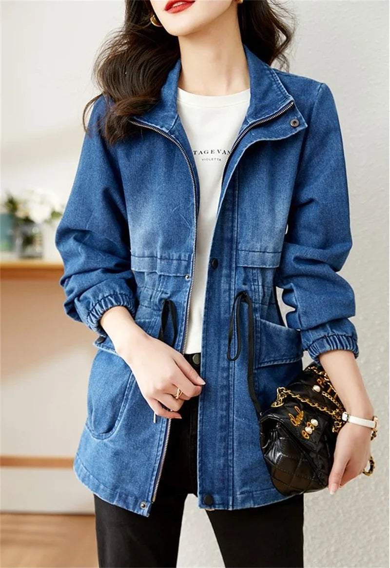 Women’s Denim Jacket 2024 Spring Autumn New Ladies Denim Coat Design Sense Ver