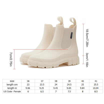 Women's Waterproof Chelsea Boots – New Elastic-Mouth Ankle & Mid-Top Rain Shoes, Non-Slip for Indoor & Outdoor Use