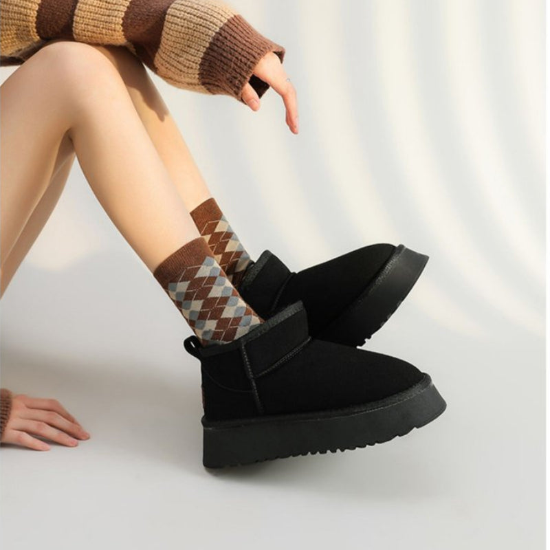 Women's Winter Plush Snow Boots – Cozy Suede Fur-Lined Chelsea Ankle & Platform Flats