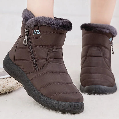 Women's Winter Fur-Lined Snow Boots – Ultra Warm Low-Heel Ankle Booties for Cold Weather