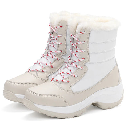 Women's Winter Snow Boots – Waterproof, Non-Slip Platform with Fur-Lined Ankle & Thigh-High Wedge Design