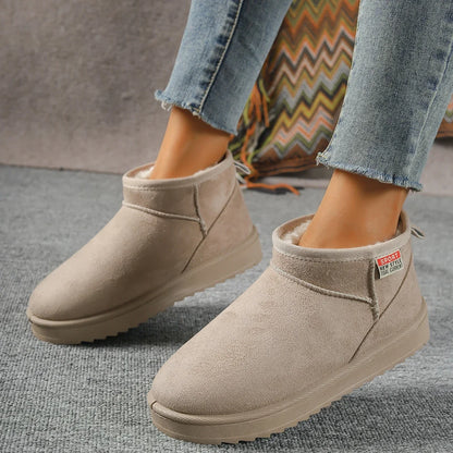 2024 Women's Suede Ankle Snow Boots – Warm & Comfortable Winter Flats, Casual Non-Slip Walking Shoes