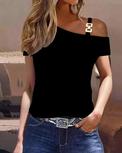 Women's Summer Ruffled T-Shirt – Chic, Elegant Solid O-Neck Top for Casual Streetwear & All-Match Outfits