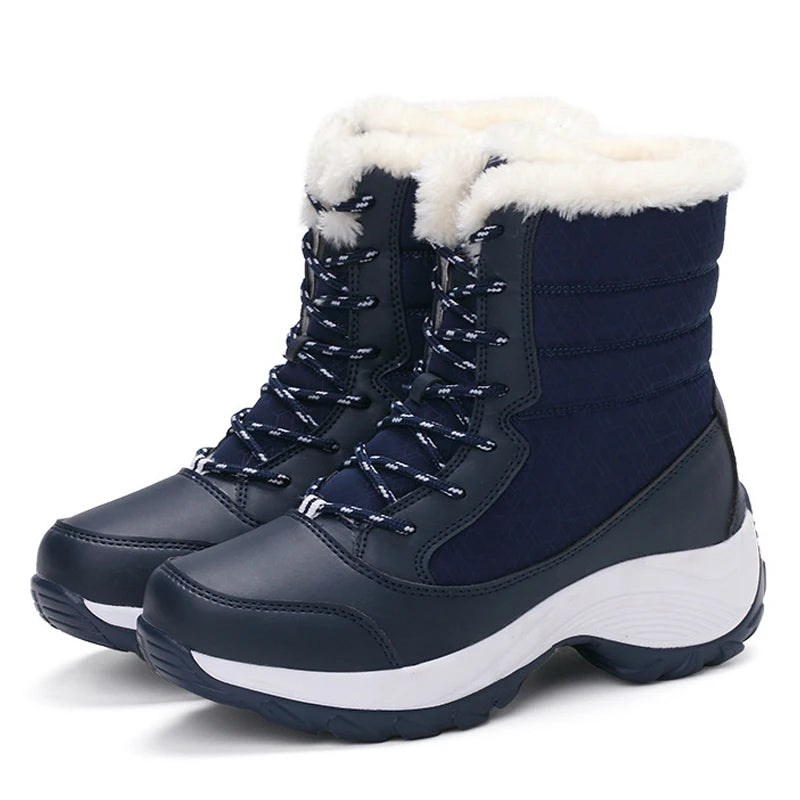 Women's Winter Snow Boots – Waterproof, Non-Slip Platform with Fur-Lined Ankle & Thigh-High Wedge Design