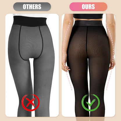 New Winter Warm Black Brown Leggings Sexy Thermal Pantyhose Women Fleece Tights Ladies Fake Translucent Thermal Stockings