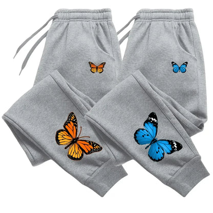 Butterfly Print Women’s Sweatpants - Trendy Casual Joggers, Versatile and Soft Elastic-Waist Streetwear