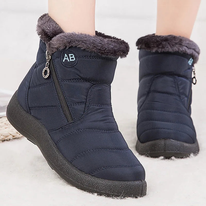 Women's Winter Fur-Lined Snow Boots – Ultra Warm Low-Heel Ankle Booties for Cold Weather