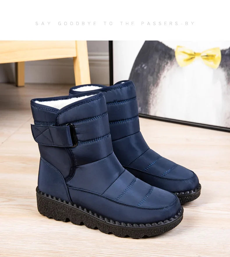 Women's Waterproof Winter Snow Boots – 2025 New Faux Fur Long Plush Platform Ankle Boots with Warm Cotton Lining