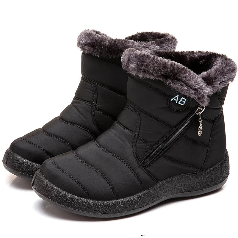 Women's Winter Fur-Lined Snow Boots – Ultra Warm Low-Heel Ankle Booties for Cold Weather