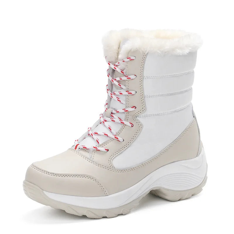 Women's Winter Snow Boots – Waterproof, Non-Slip Platform with Fur-Lined Ankle & Thigh-High Wedge Design