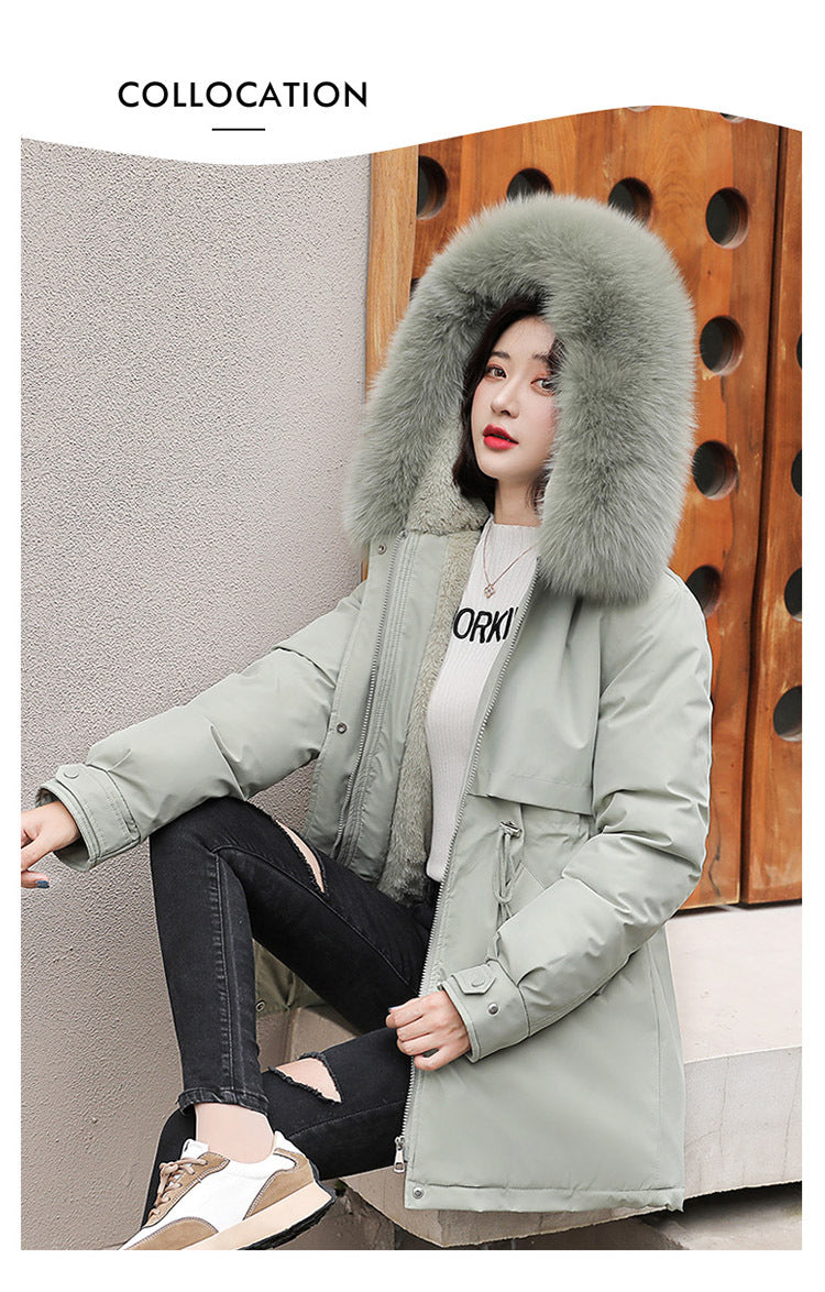 Women's Long Wool Parka with Hood and Fur Collar - Slim Quilted Coat, Warm Winter Fashion for Snow, New 2023