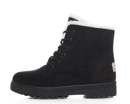 Women's Winter Fur-Lined Snow Boots – Cozy Low-Heel Ankle Footwear for Cold Days