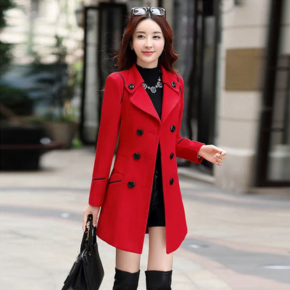 Autumn Winter Women Wool Coat 2024 Ladies Woolen Long Coat Female Fashion Slim-f