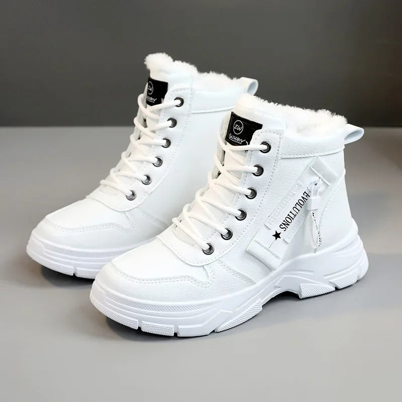 2024 Women's Winter Waterproof Snow Boots – High-Top Height-Increasing Plus Platform Ankle Boots with Cotton Lining