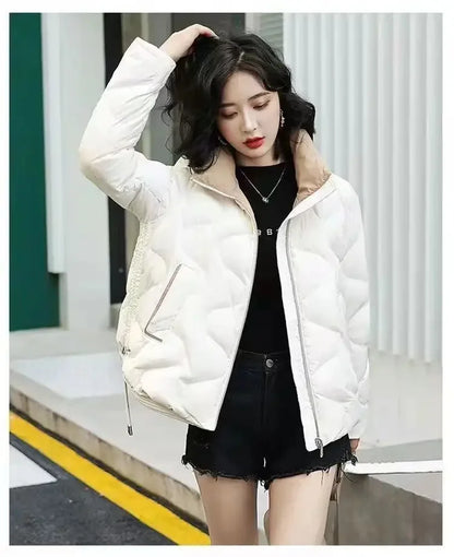 Women's Short Cotton Jacket, Thick Warm Coat, Casual Winter Outerwear, Loose Fit Short Parka, A12, New 2022