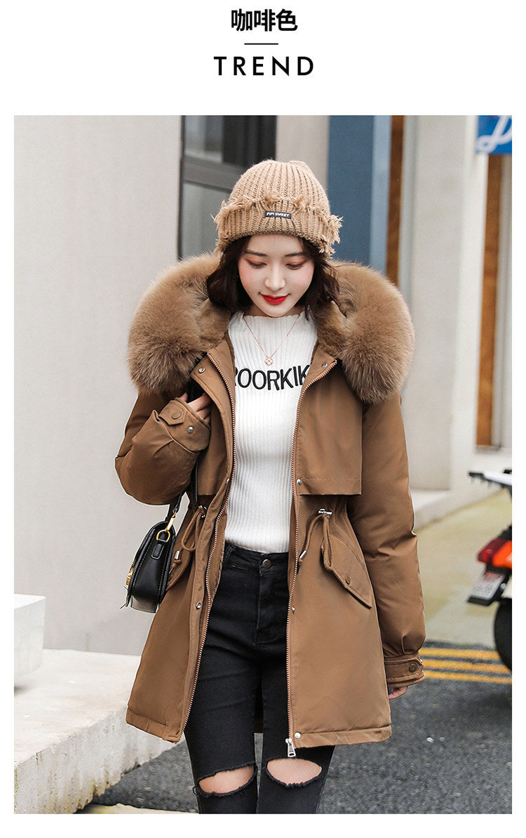 Women's Long Wool Parka with Hood and Fur Collar - Slim Quilted Coat, Warm Winter Fashion for Snow, New 2023