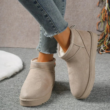 2024 Women's Suede Ankle Snow Boots – Warm & Comfortable Winter Flats, Casual Non-Slip Walking Shoes