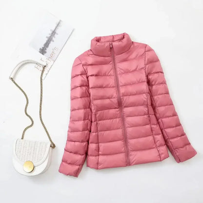 Plus size jaqueta feminina curto ultra leve embalável puffer casacos moda femin