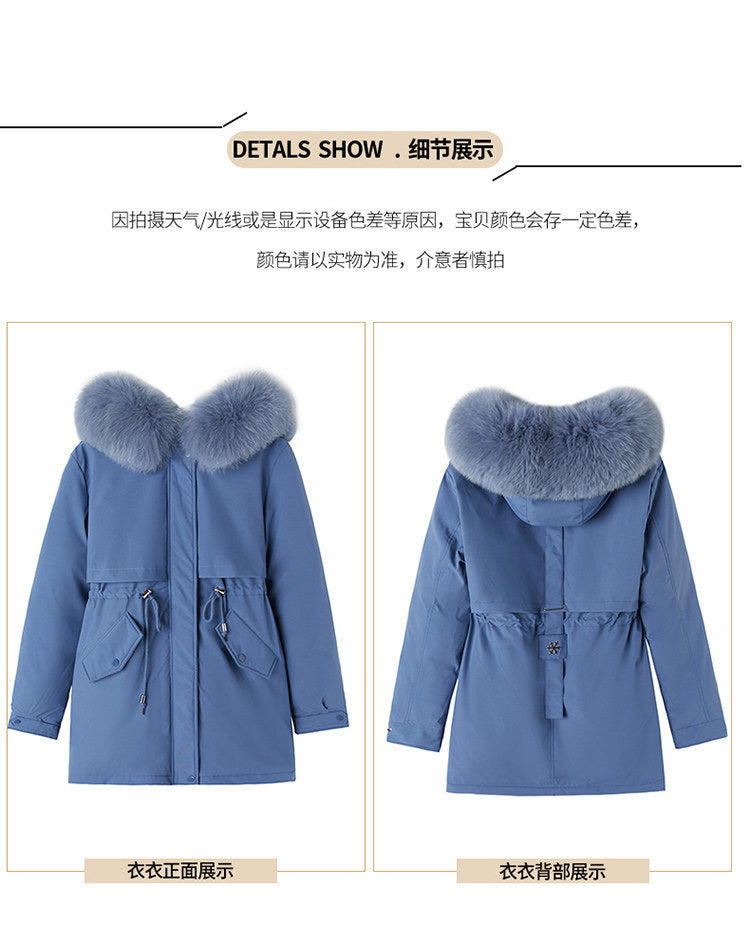 Women's Long Wool Parka with Hood and Fur Collar - Slim Quilted Coat, Warm Winter Fashion for Snow, New 2023