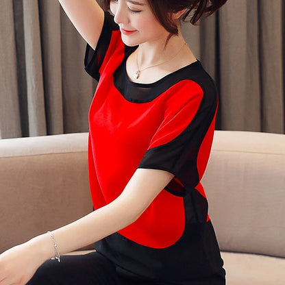 2024 Fashion Women's Chiffon Blouse – Casual Short-Sleeve Top for Modern Women