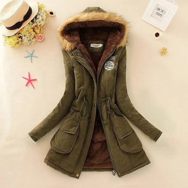 Lightweight Quilted Cotton Jacket for Women - Casual Hooded Parka, Warm Coat for