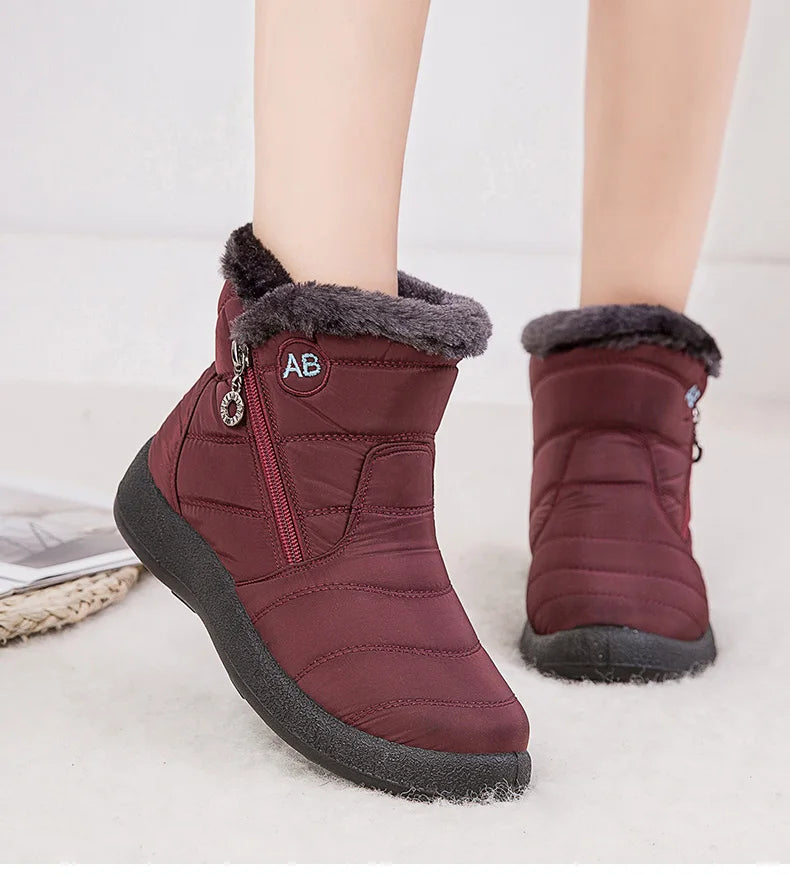 Women's Winter Fur-Lined Snow Boots – Ultra Warm Low-Heel Ankle Booties for Cold Weather