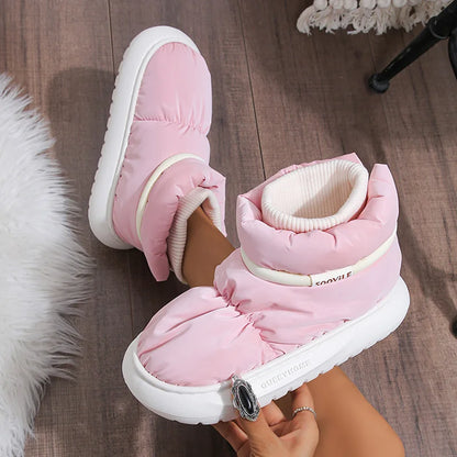 2024 Women's Waterproof Winter Ankle Boots – Cute Plush Down Cloth Snow Boots with Thick Non-Slip Sole & Cotton Lining