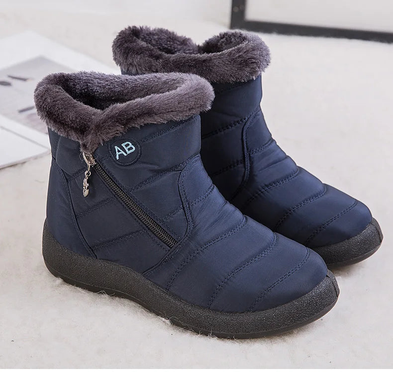 Women's Winter Fur-Lined Snow Boots – Ultra Warm Low-Heel Ankle Booties for Cold Weather