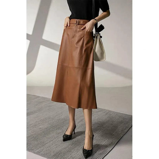 Womens Clothing Modern Fashionable Faldas Mujer Sheepskin Leather High Waist Sho