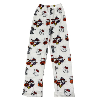 Hello Kitty Pijama de flanela feminina, calça de lã quente, anime kawaii, pret