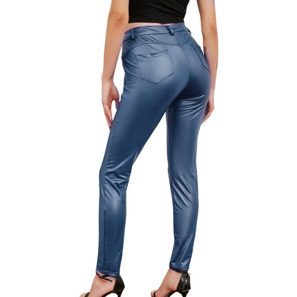 New Women's PU Leather Stretch Bodycon Pants - High-Waist Sexy Black Leggings, Long Casual Pencil Trousers, Plus Sizes XS-4XL