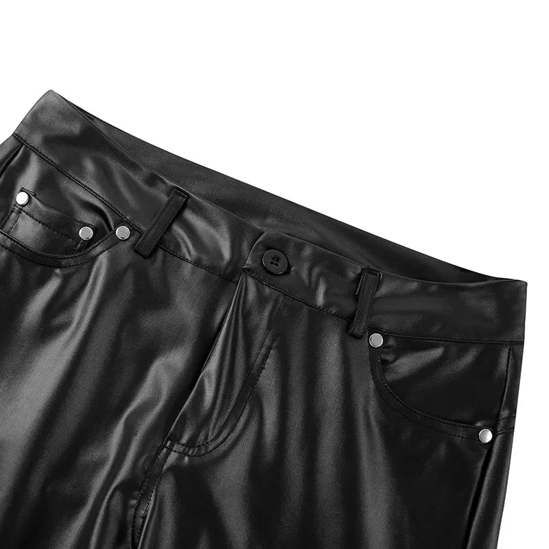 New Women's PU Leather Stretch Bodycon Pants - High-Waist Sexy Black Leggings, Long Casual Pencil Trousers, Plus Sizes XS-4XL