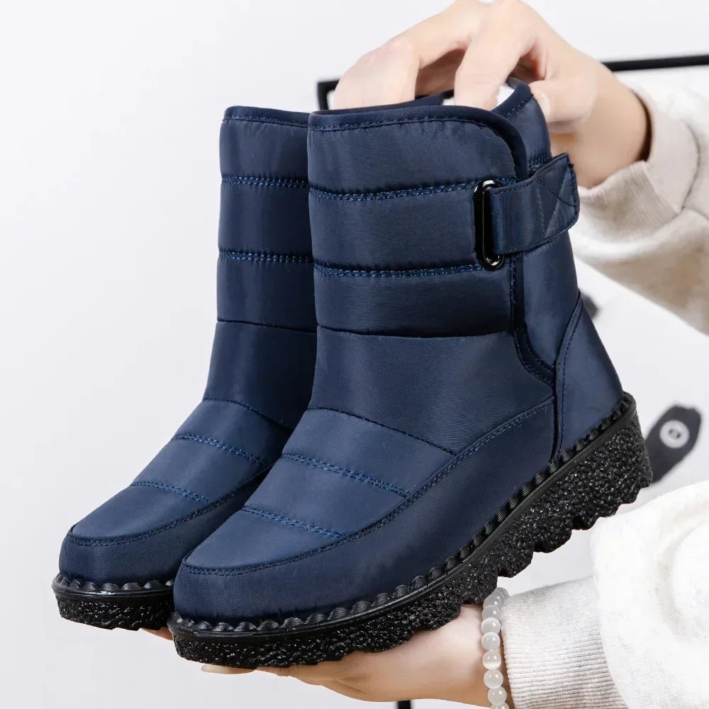 Women's Waterproof Winter Snow Boots – 2025 New Faux Fur Long Plush Platform Ankle Boots with Warm Cotton Lining