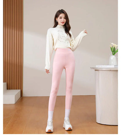 Women Leggings Winter Velvet Thickened Cotton Stretchy Legging High Waist Solid Casual Fleece Warm Tights Pants