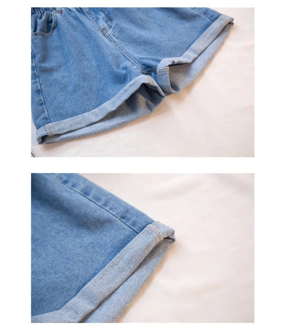 Y2k Summer Black Women Denim Shorts Women S-5XL Harem Ruffled White Blue High Waisted Shorts Female Elastic Short Jeans