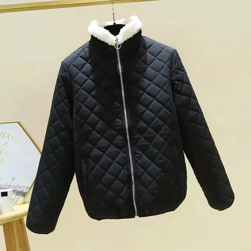 Women's Quilted Cotton Jacket - Thick Hooded Parka, Korean Style, Black Winter Coat, New for 2023