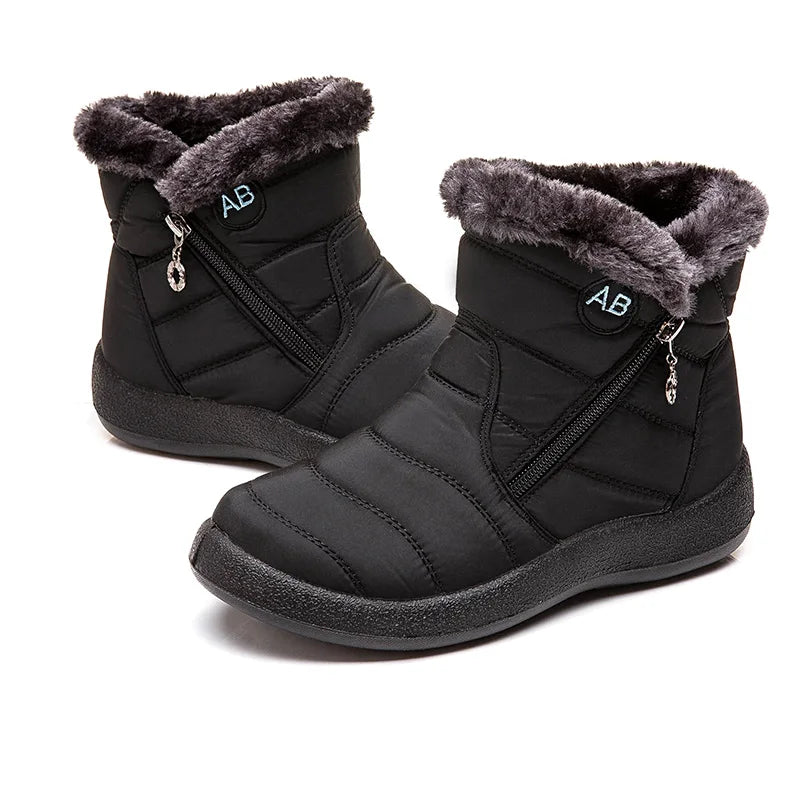 Women's Winter Fur-Lined Snow Boots – Ultra Warm Low-Heel Ankle Booties for Cold Weather