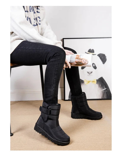 Women's Waterproof Winter Snow Boots – 2025 New Faux Fur Long Plush Platform Ankle Boots with Warm Cotton Lining