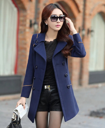 Autumn Winter Women Wool Coat 2024 Ladies Woolen Long Coat Female Fashion Slim-f