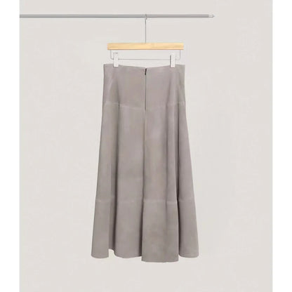 Purple/Gray Leather Skirts for Women Autumn High Waist Sheepskin Suede Simple Sl