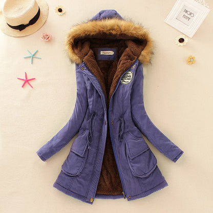 Lightweight Quilted Cotton Jacket for Women - Casual Hooded Parka, Warm Coat for