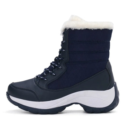 Women's Winter Snow Boots – Waterproof, Non-Slip Platform with Fur-Lined Ankle & Thigh-High Wedge Design