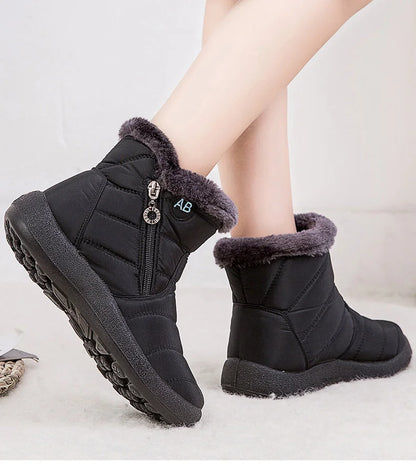 Women's Winter Fur-Lined Snow Boots – Ultra Warm Low-Heel Ankle Booties for Cold Weather