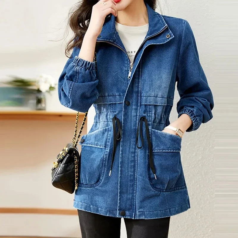 Women’s Denim Jacket 2024 Spring Autumn New Ladies Denim Coat Design Sense Ver