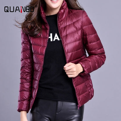 Casaco de sopro ultraleve e leve feminino, jaqueta quente, parkas coreano slim f