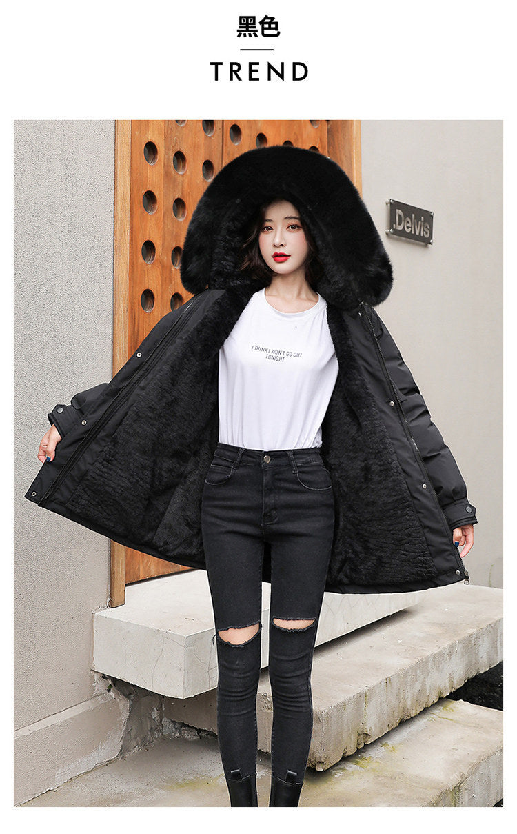 Women's Long Wool Parka with Hood and Fur Collar - Slim Quilted Coat, Warm Winter Fashion for Snow, New 2023