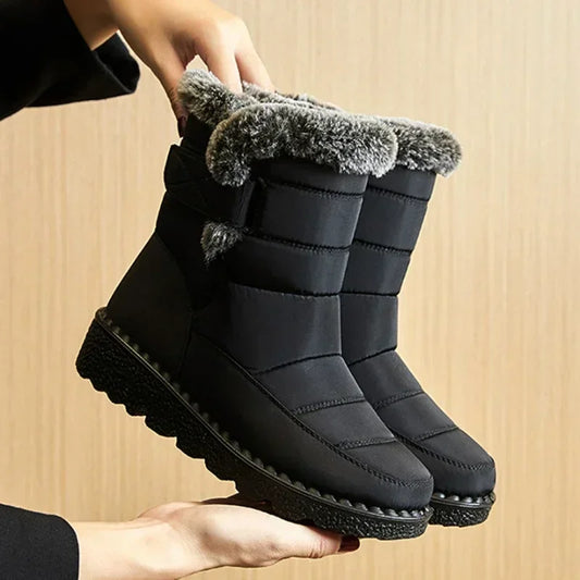 Women's Waterproof Winter Snow Boots – 2025 New Faux Fur Long Plush Platform Ankle Boots with Warm Cotton Lining