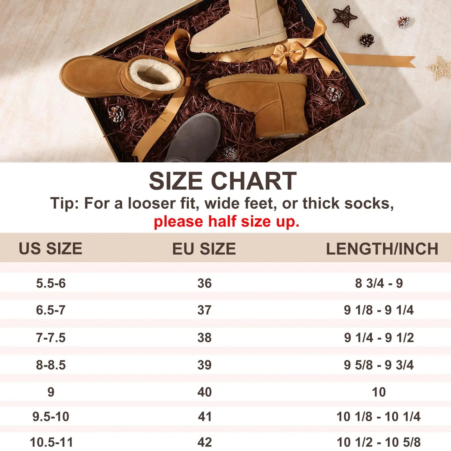 Bebealy Genuine Winter Suede Boots for Women – Classic Outdoor Plush Anti-Skid Cozy Ankle Booties